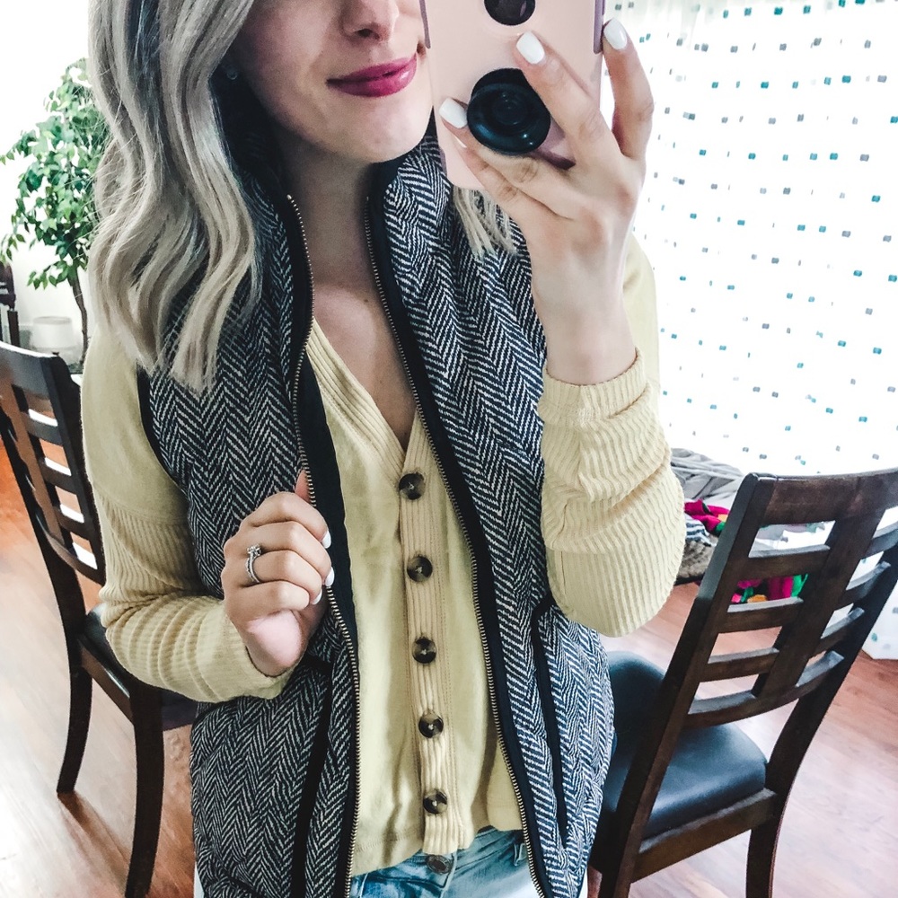 J. Crew Herringbone Puffer Vest XXS - Picture 6 of 8